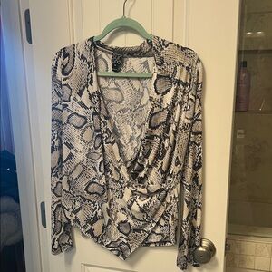 Snake Print Wrap Top